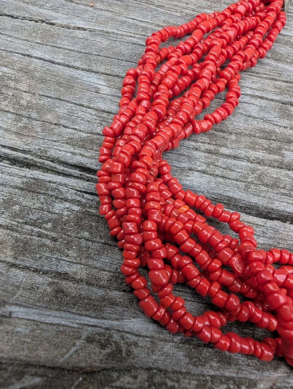 Southwestern Style Red Beaded Multi-Strand Necklace
